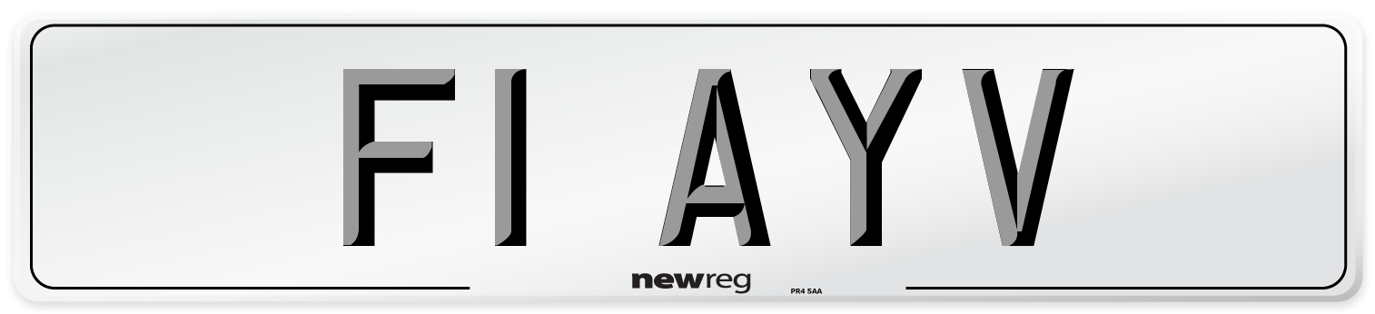 F1 AYV Number Plate from New Reg